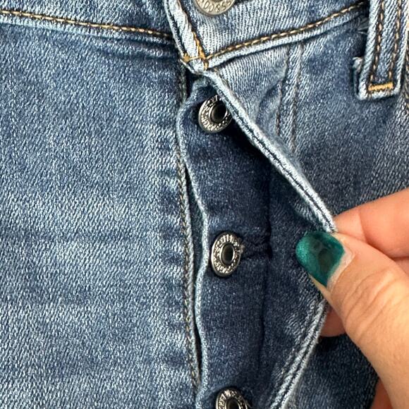 Levis Jeans Womens 30 Blue Wedgie Straight Distressed Button Fly Stretch Pockets - Picture 3 of 15